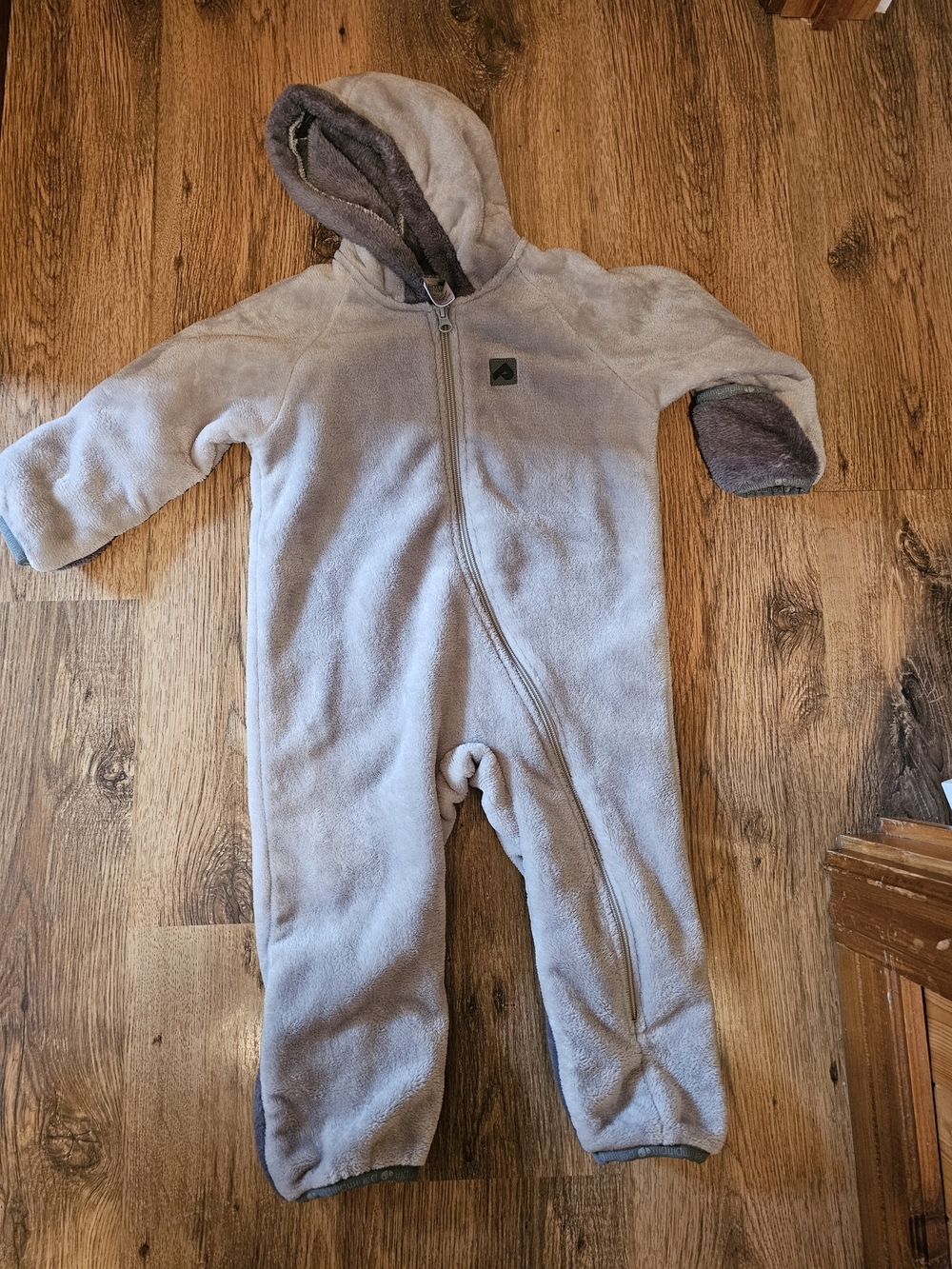 Cozy Hooded Footie One-Piece in Light Gray for Kids